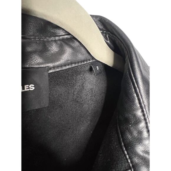 The Kooples Faux Leather Button Up Blouse Size 2 Black Long Sleeve - Picture 5 of 9